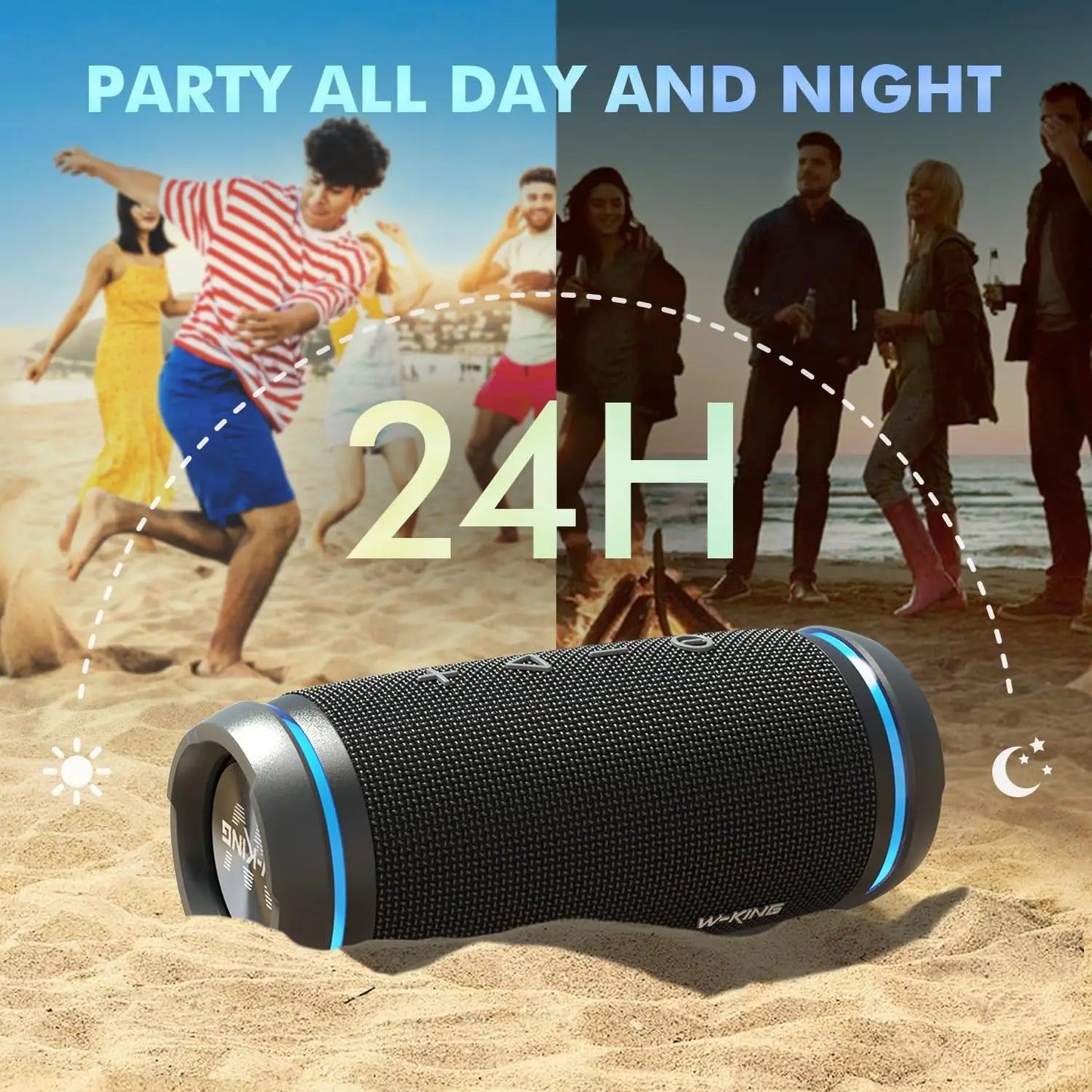 W-KING BT226 Portable Bluetooth Speaker Loud, 36W Extra Bass,360° Surround Hi-Fi Sound,24H Playtime,BT5.4, IPX6 Waterproof