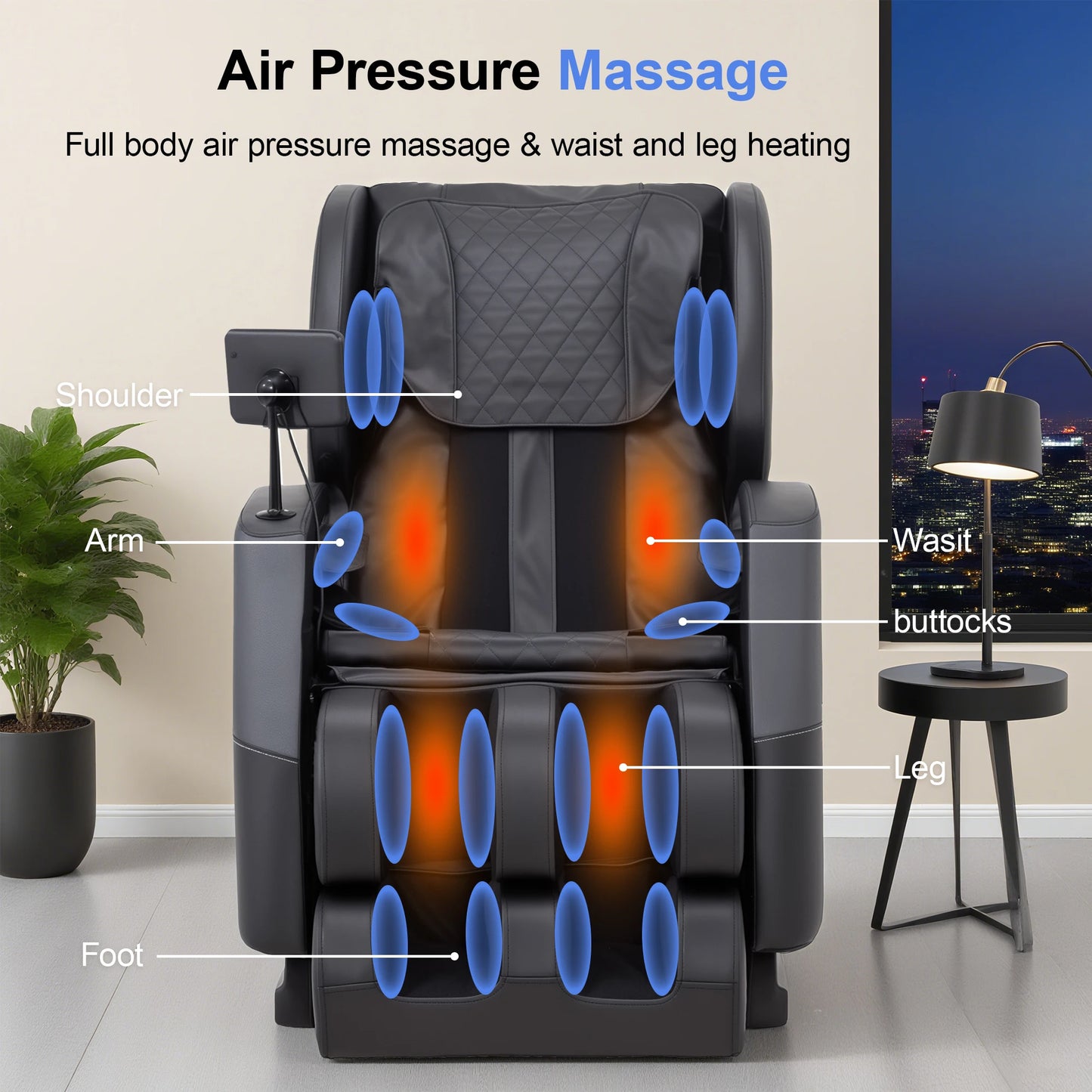 Full Body Zero Gravity Massage Chair, 10 Rollers Massage, Waist Heating, Lcd Touch Screen, 5.1-5.9 Ft, Male/Female Gift