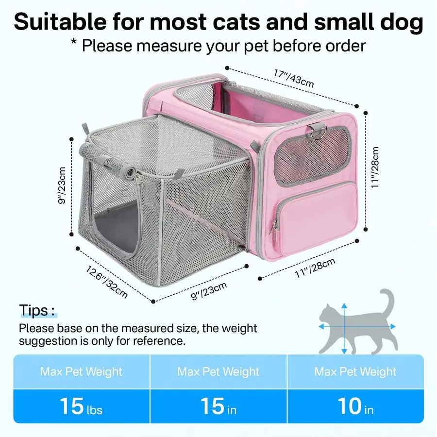 Airline Approved Soft Sided Cat Carrier With Locking Zippers