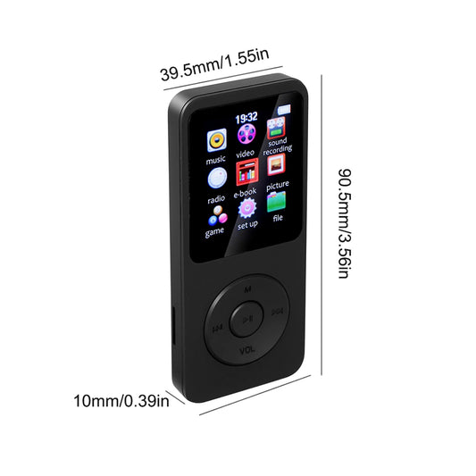 MP3 MP4 Player 1.8in Color Screen Portable HiFi Music Player Music Stereo Player with E-book/FM Radio/Recording