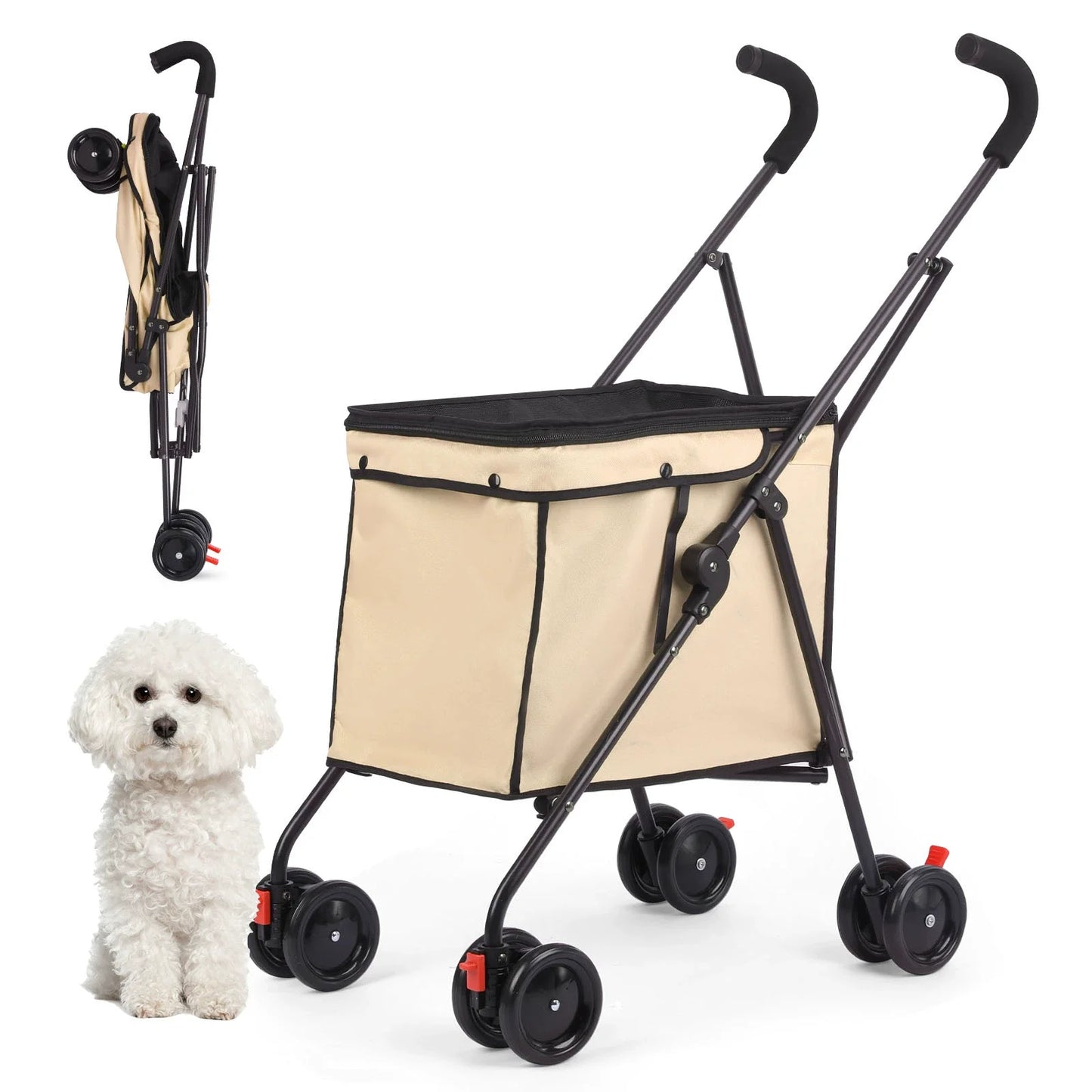 Pet Stroller Dog Cat Outgoing Small and Medium Portable Multi-functional Folding Shopping Cart