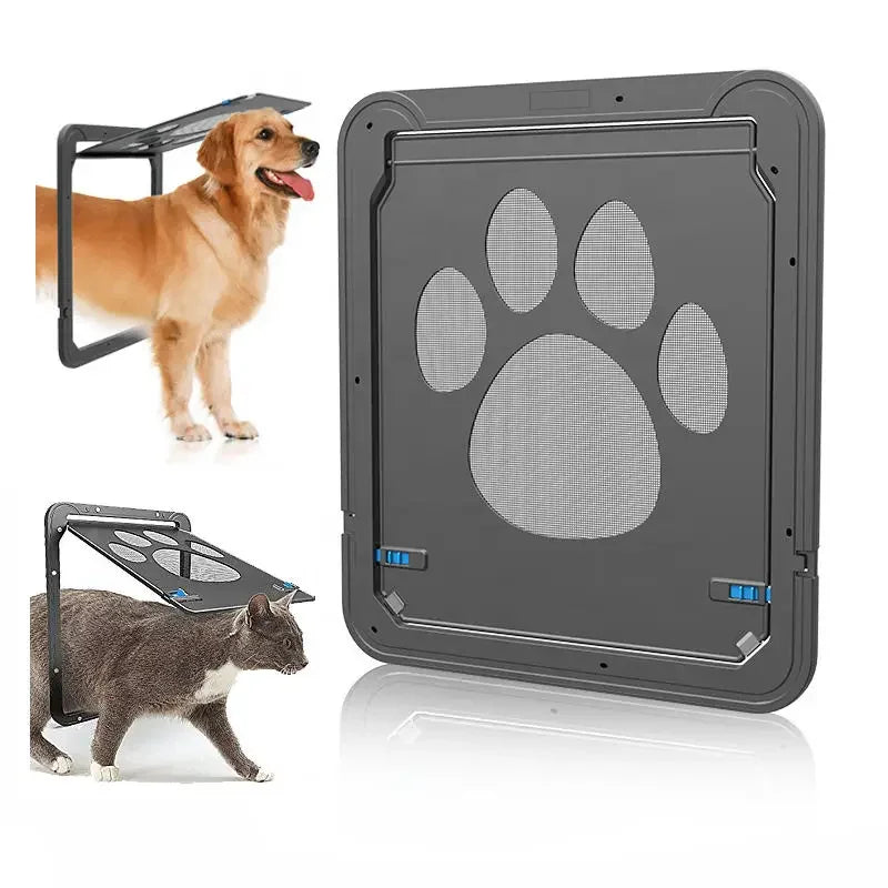 Pet Screen Door Lockable Magnetic Flap Screen Automatic Lockable Black Door for Puppy Dog and Cat Door