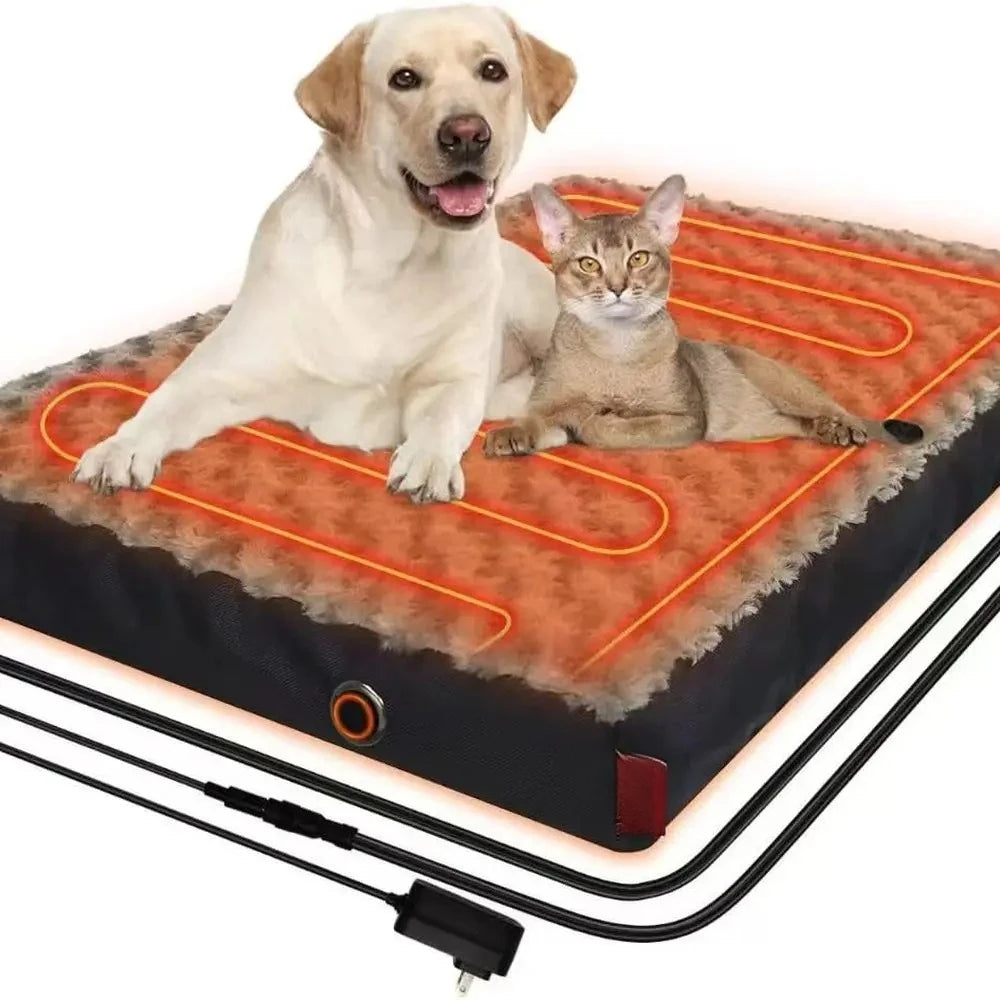 Heated Dog Bed with12V～24V Safe Voltage, Electric Heating Arthritis Orthopedic Dog Bed with Thickened Memory Foam, Heated Pet Be