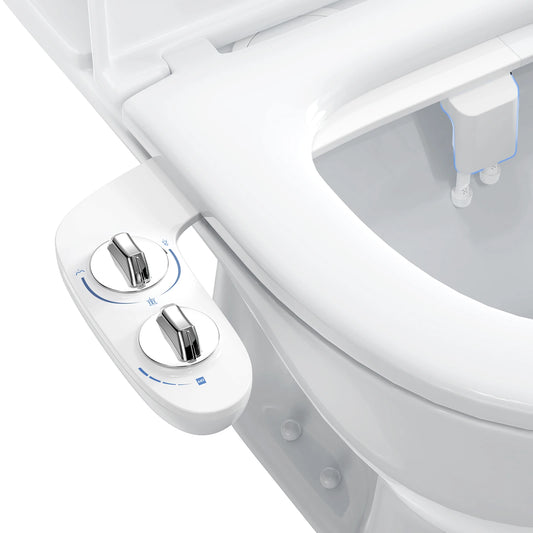 Bidet Attachment for Toilet, Fresh Water Non-Electric Bidet Attachment, Adjustable Water Pressure, Self-Cleaning Dual Nozzles